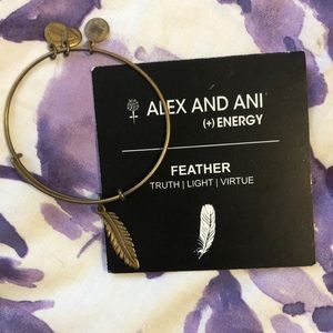 Gold Alex and Ani feather bangle bracelet